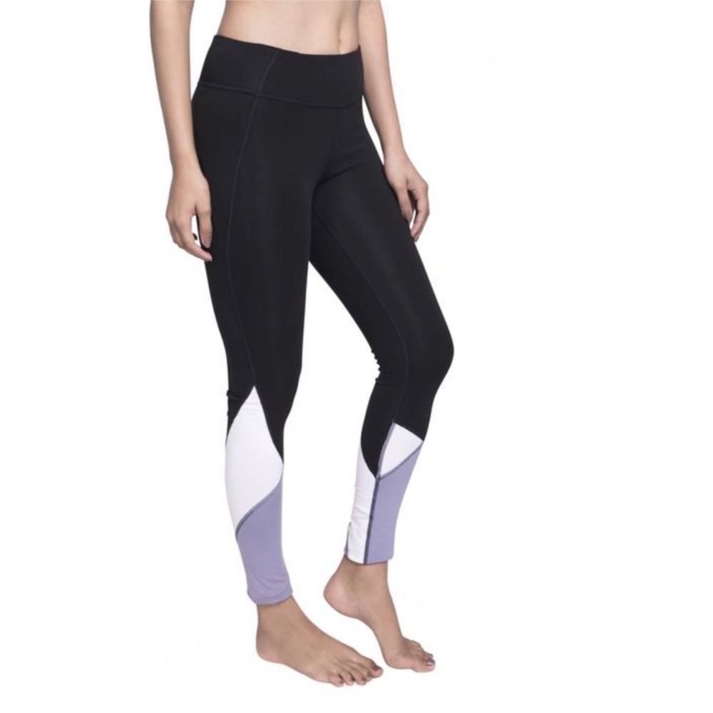 Satva Cita GOTS Organic Cotton Colorblock Leggings Black Purple M